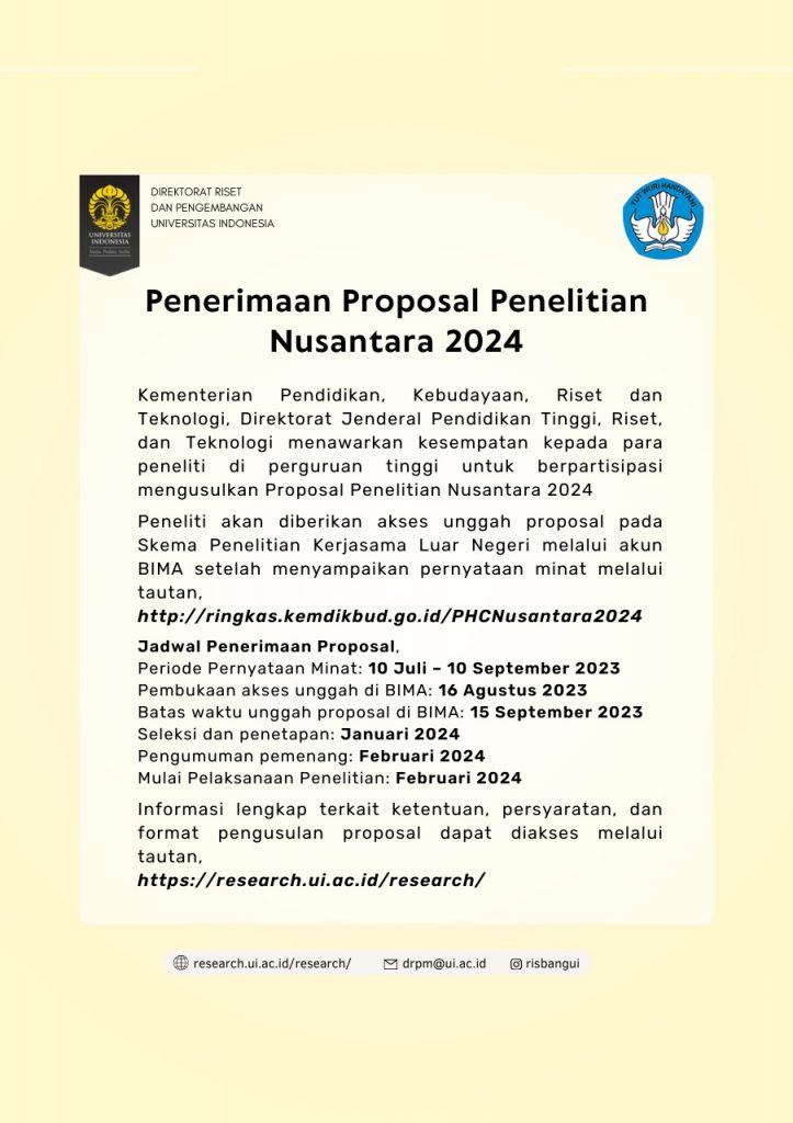 Penerimaan Proposal Penelitian Nusantara 2024 - Direktorat Riset Dan ...